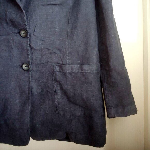 Garnet Hill Linen Career Business Travel Resort Nautical Coastal Button Blazer M - Picture 6 of 15